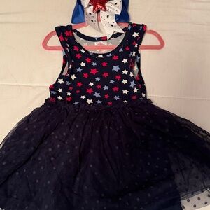 Starry Navy Blue Dress with Bow